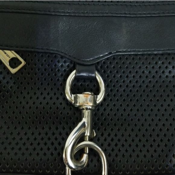 Rebecca Minkoff Mini Mac Perforated Leather Crossbody Bag in Black / Silver - Picture 11 of 13